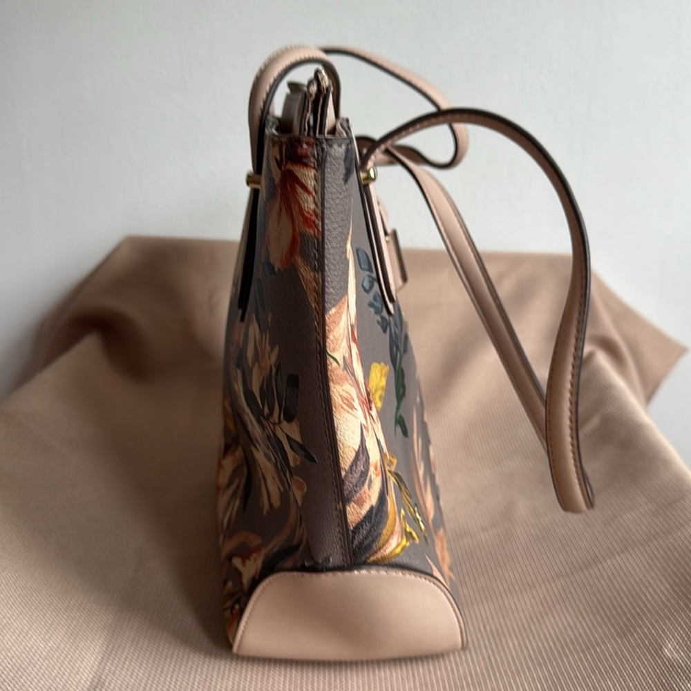 Nine West Neutral Floral Print Satchel/Tote - Picture 10 of 13